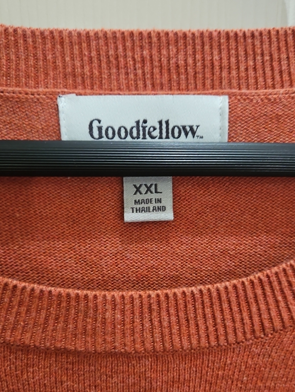 Goodfellow Orange Ribbed Knit Crew Neck Mens Cotton Sweater Sz XXL - Picture 3 of 6